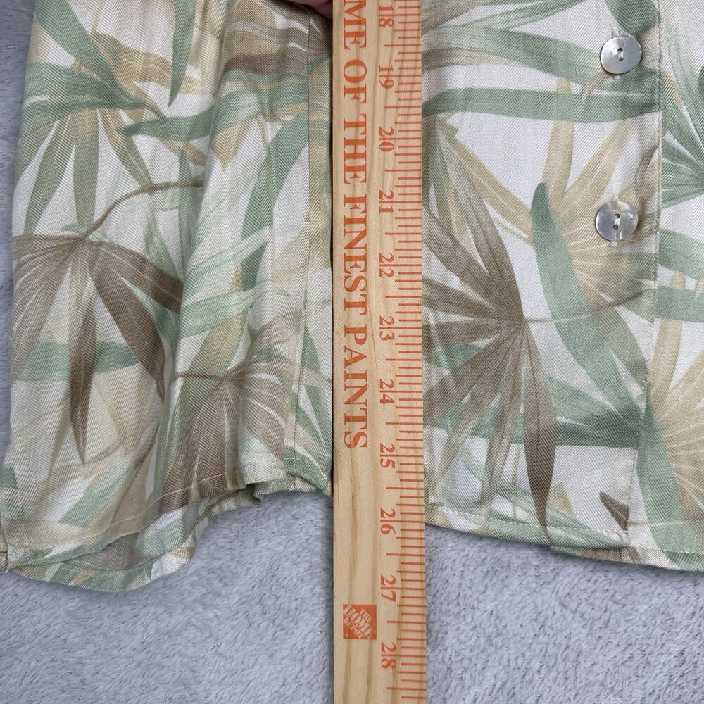 Vtg Silk Blend Hawaiian Camp Shirt Womens XL Neutral Vacation Retro Summer Palm - Picture 8 of 11